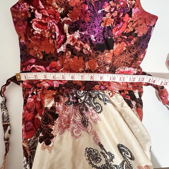 Elegant Floral Midi Dress - Red and Purple - Picture 12 of 13